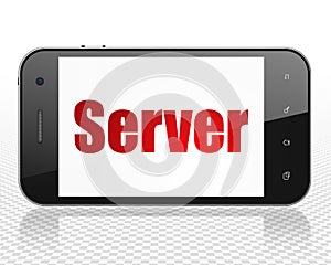 Web development concept: Smartphone with Server on display