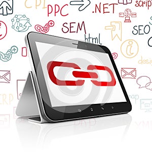 Web development concept: Tablet Computer with Link on display