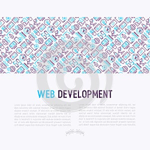 Web development concept with thin line icons
