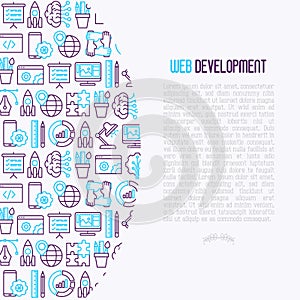 Web development concept with thin line icons