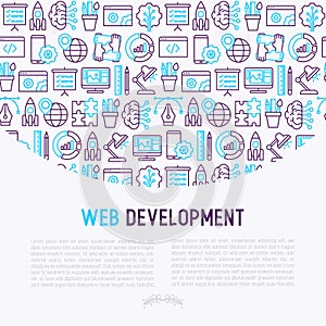 Web development concept with thin line icons