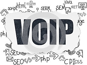 Web development concept: VOIP on Torn Paper background