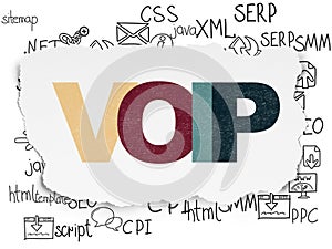 Web development concept: VOIP on Torn Paper background