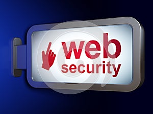 Web development concept: Web Security and Mouse Cursor on billboard background