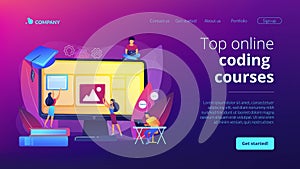 Web development courses concept landing page