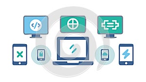 Web Development and Digital Tools Vector Icons, vector design Generative AI