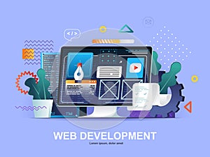 Web development flat concept with gradients.