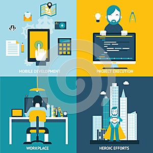 Web development flat icons