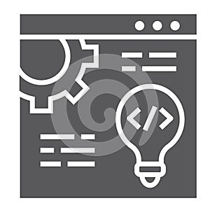 Web development glyph icon, website and programming, browser sign, vector graphics, a solid pattern