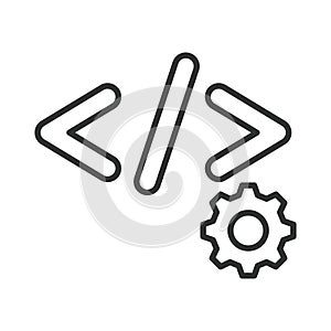 Web Development, icon in line design. Web development, Website design, Front-end, Back-end, HTML, CSS, JavaScript on