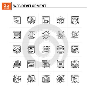 25 Web Development icon set. vector background