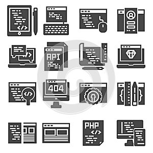 Web development icons set, , gray color icons
