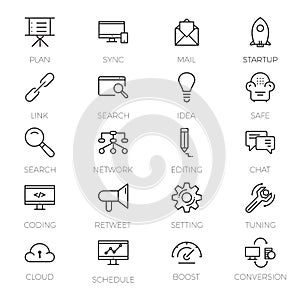 Web development icons set, Outline style