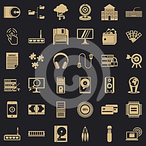 Web development icons set, simple style