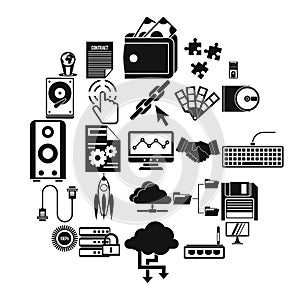 Web development icons set, simple style