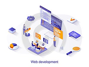 Web development isometric web concept.