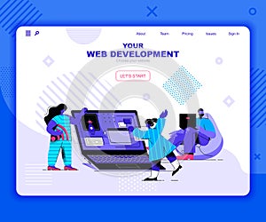 Web development landing page vector template.