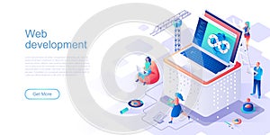 Web development landing page vector template.