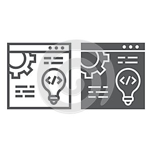 Web development line and glyph icon, website and programming, browser sign, vector graphics, a linear pattern o