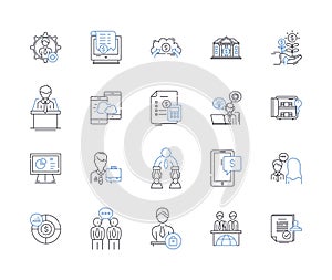 Web development line icons collection. HTML, CSS, JavaScript, Frameworks, PHP, Backend, Frontend vector and linear