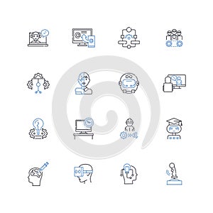Web development line icons collection. HTML, CSS, JavaScript, Frameworks, Responsive, Backend, Frontend vector and