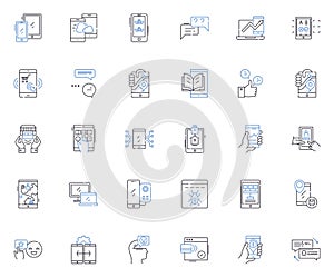 Web development line icons collection. HTML, CSS, JavaScript, UI, UX, Responsive, Mobile vector and linear illustration