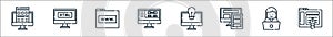 Web development line icons. linear set. quality vector line set such as de, developer, responsive de, idea, front end, website,