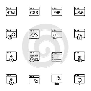 Web development line icons set