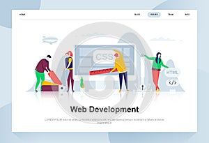 Web development modern flat design concept. Developer and people concept. Landing page template.