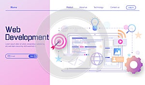 Web development modern flat design concept, mobile app development, coding and programming vector