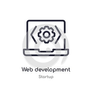 web development outline icon. isolated line vector illustration from startup collection. editable thin stroke web development icon