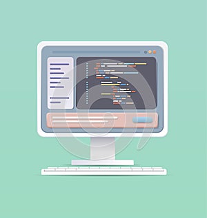 web development programmer engineering coding website on laptop screen programming software application design