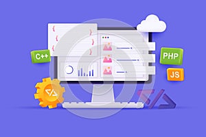 Web development and programming concept 3D illustration.
