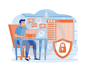 Web development. programming languages. developing website, coding.