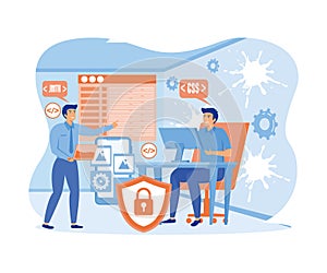 Web development. programming languages. programmer developing website, coding.