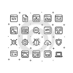 Web Development and SEO Line Icon Set for User Interface Design