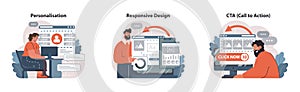 Web Development set. Flat vector illustration