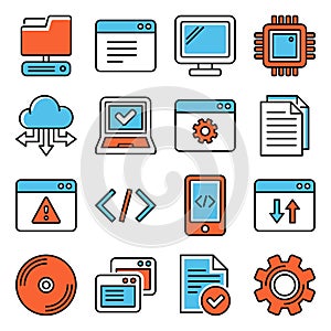Web Development and Software Programming Icons Set. Vector