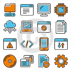 Web Development and Software Programming Icons Set. Vector