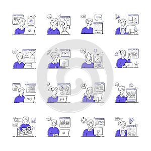 Web Development Team Collaborating on Diverse Projects