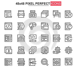 Web development thin line icon set.