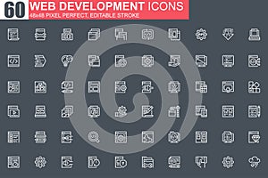 Web development thin line icon set.