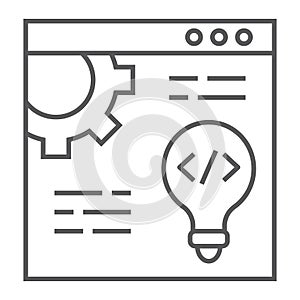 Web development thin line icon, website and programming, browser sign, vector graphics, a linear pattern