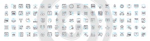 Web development vector line icons set. Web, Development, HTML, CSS, JavaScript, AJAX, PHP illustration outline concept