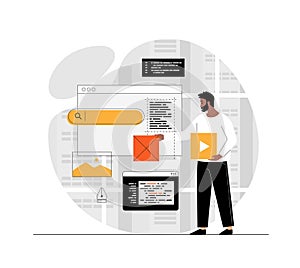 Web development, web design concept. Developer brainstorming UI and UX designs for webpage user interface or mobile app