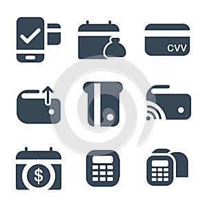 Web digital wallet icons set, simple style stock illustration
