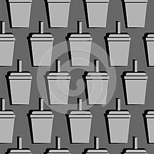 Drink cup seamless pattern. vector on gray background