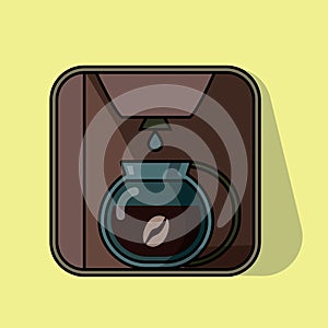 Drip coffee maker. Multicolored vector icon
