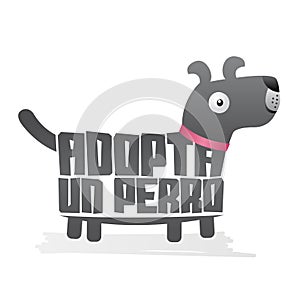 Adopta un Perro, Adopt a Dog, Vector icon with dog shape, adoption concept photo