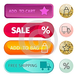 Web elements shop buttons buy element cart business banner symbol navigation menu online chart discount market retail